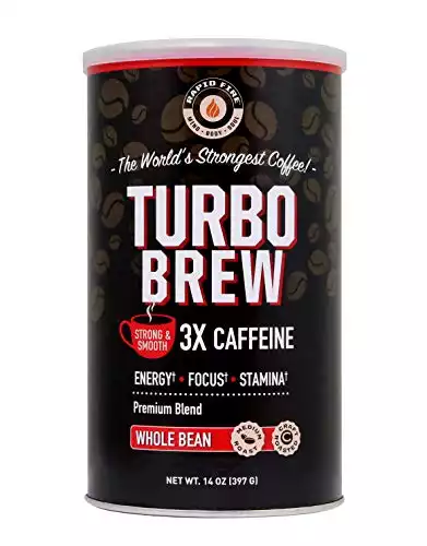 Rapidfire Turbo Brew Coffee Beans, Supports Energy, Enhances Focus, May Support Stamina, Whole Bean, 14 Oz