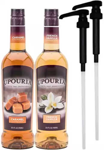 Upouria French Vanilla & Caramel Coffee Syrup Flavoring