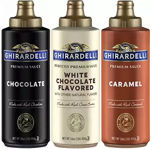 Ghirardelli Squeeze Bottles – Caramel, Chocolate & White Chocolate
