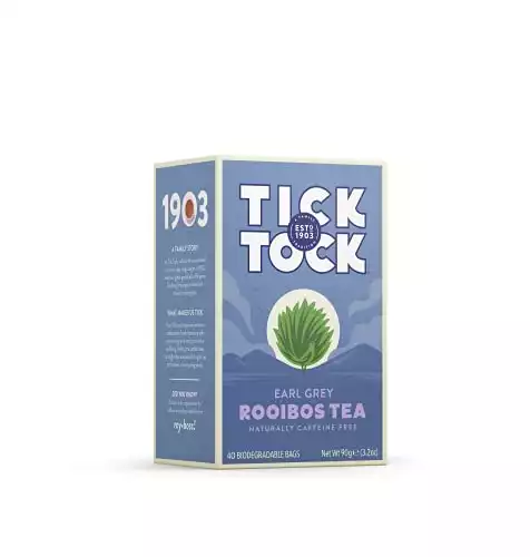 TICK TOCK TEAS Bags Earl Grey Rooibos Tea, 40 Count - Packaging May Vary