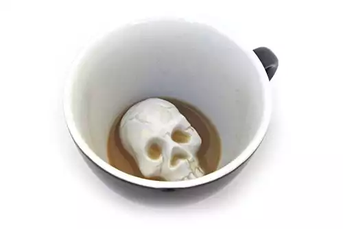 Creature Cups Skull Ceramic Cup (11 Ounce, Black Exterior) - Creepy Cups - Hidden Creature Inside Mug - Birthday, Halloween, Spooky Gift for Coffee & Tea Lovers