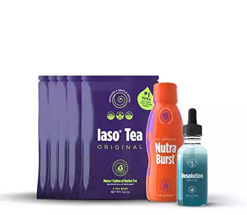 Total Life Changes Solution Kit IASO Natural Herbal Detox Tea Bags & Nutraburst Multivitamin Liquid 16 Fl. Oz - 473 mL & Resolution Drops 2 Fl. Oz - 60 mL