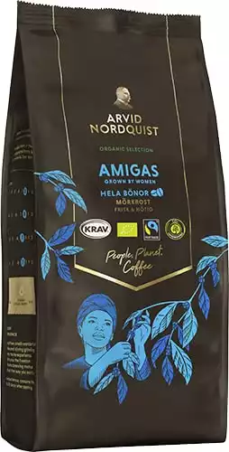 Arvid Nordquist Coffee, Dark Roast, Whole Bean, 1lb Bag, Organic, Fairtrade, Women-Run
