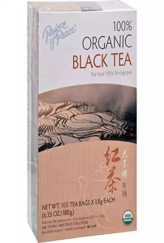 Prince of Peace Organic Black Tea, 100 Tea Bags – 100% Organic Black Tea – Unsweetened Black Tea – Lower Caffeine Alternative to Coffee – Herbal Health Benefits