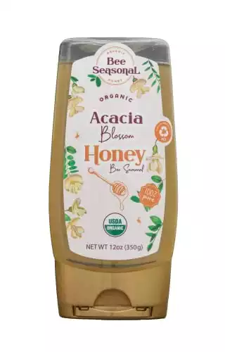 Bee Seasonal Organic Raw Acacia Honey Squeeze Bottle - 12oz (2)
