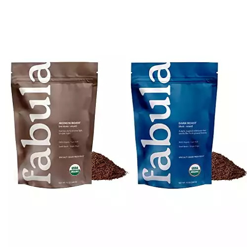 Fabula Organic Coffee Freshly Grounded - Medium and Dark Roast - 2 Bag Bundle