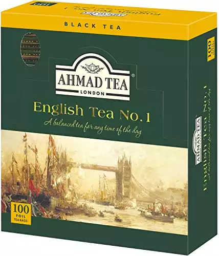 Ahmad Tea Black Tea, Engligh Tea No. 1 Teabags, 100 ct - Caffeinated and Sugar-Free