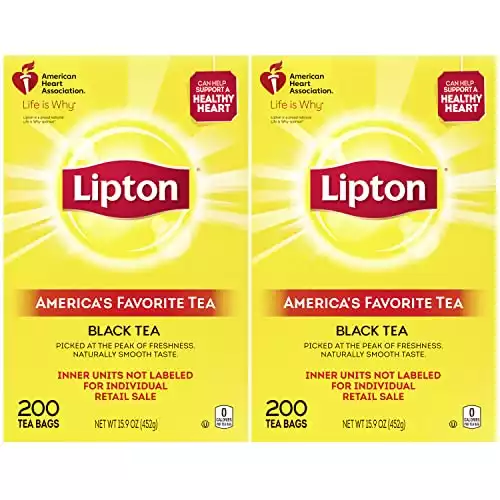 Lipton Tea Bags, Iced or Hot Black Tea, Helps Support a Healthy Heart, 200 Tea Bags (Pack of 2)