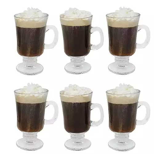 LAVO HOME Traditional Irish Coffee Glass Coffee Mugs Pedestal Design 8 oz.