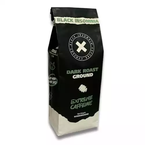 Black Insomnia Ground Coffee - 1lb (Dark Roast, 1 Pound)