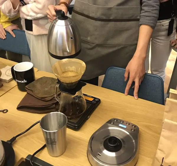 Brewing pour over coffee