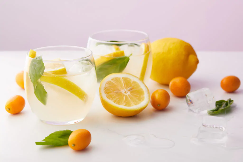 A glass of fresh lemonade.