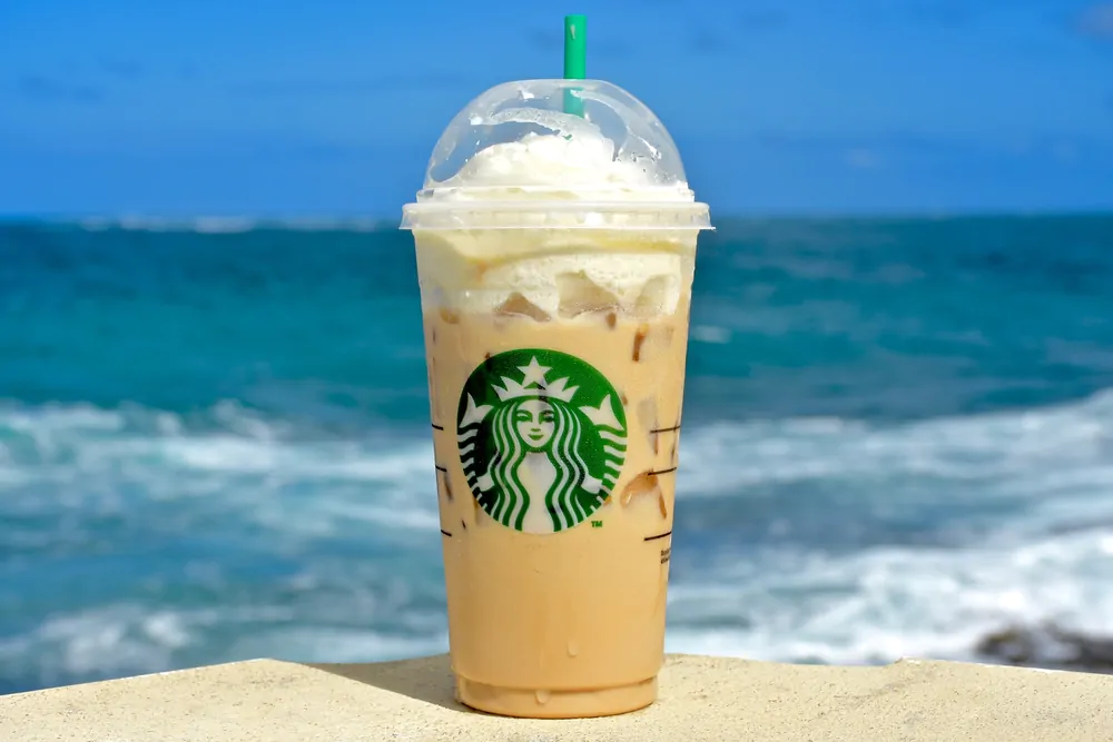 Starbucks coffee overlooking the beach