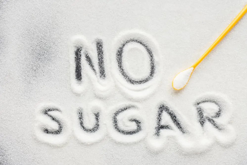 A close up of a piece of paper saying No Sugar