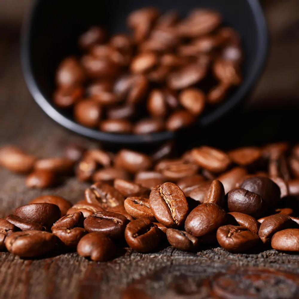 A close up of coffee beans