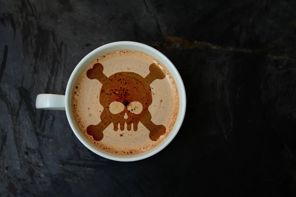How Much Caffeine In Death Wish Coffee - skull and crossbones in a coffee