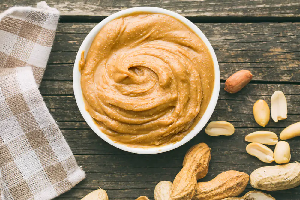 creamy peanut butter and peanuts