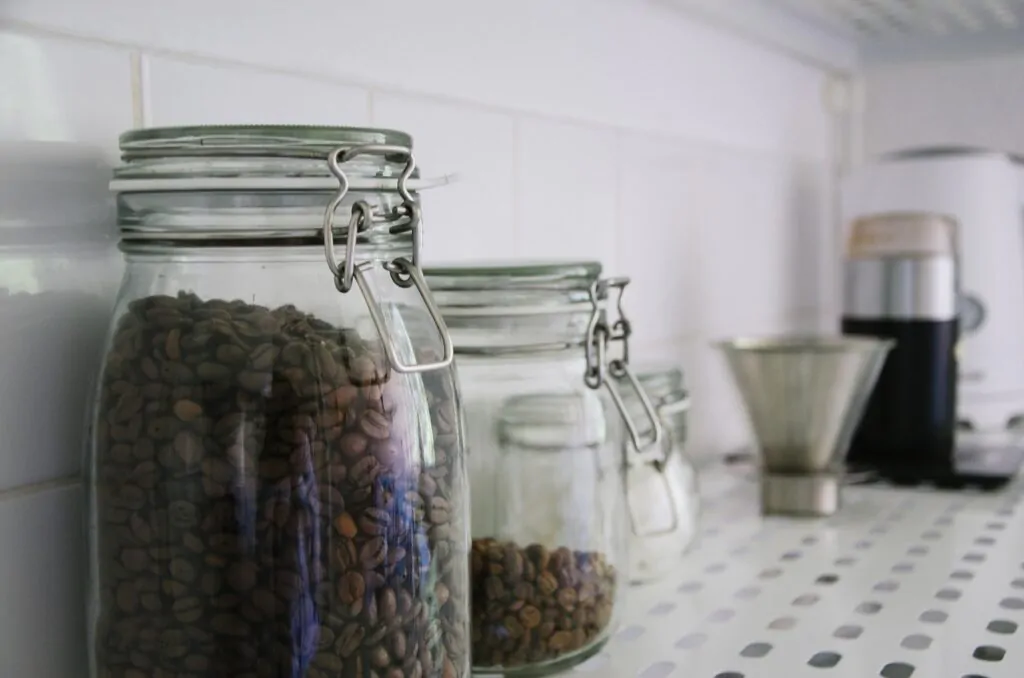 coffee beans inside a glass jar