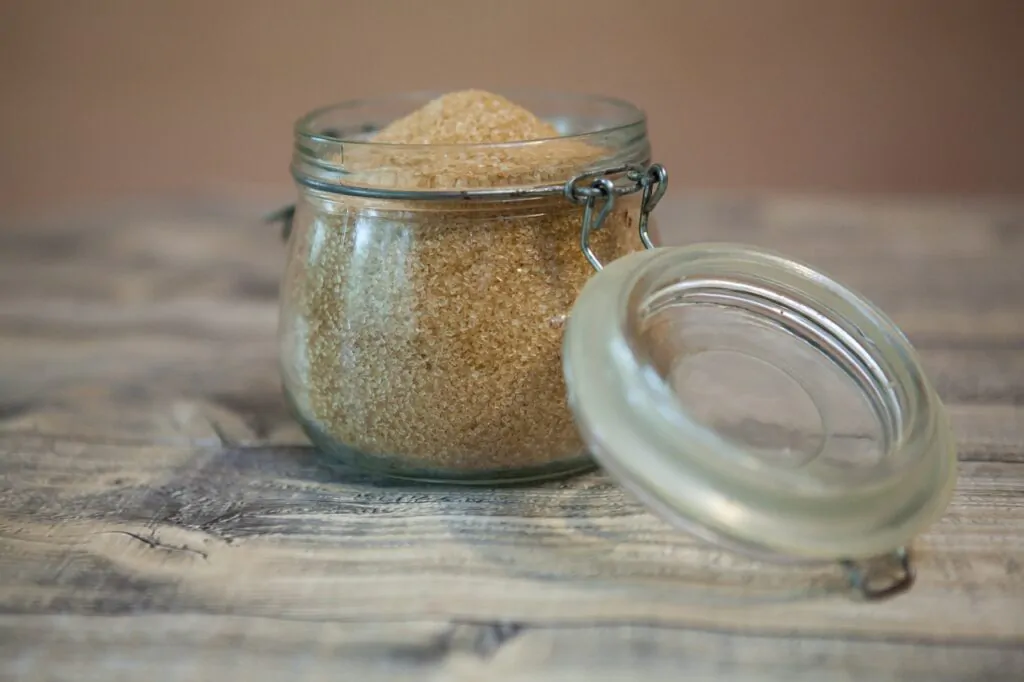 brown sugar in a small glass container