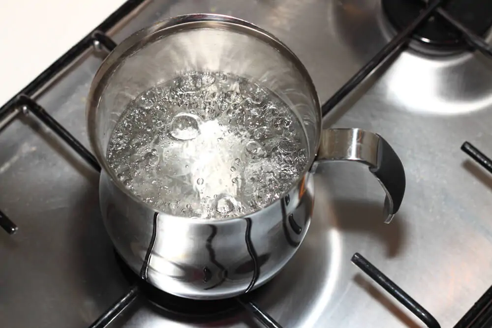 Top view of boiling water.