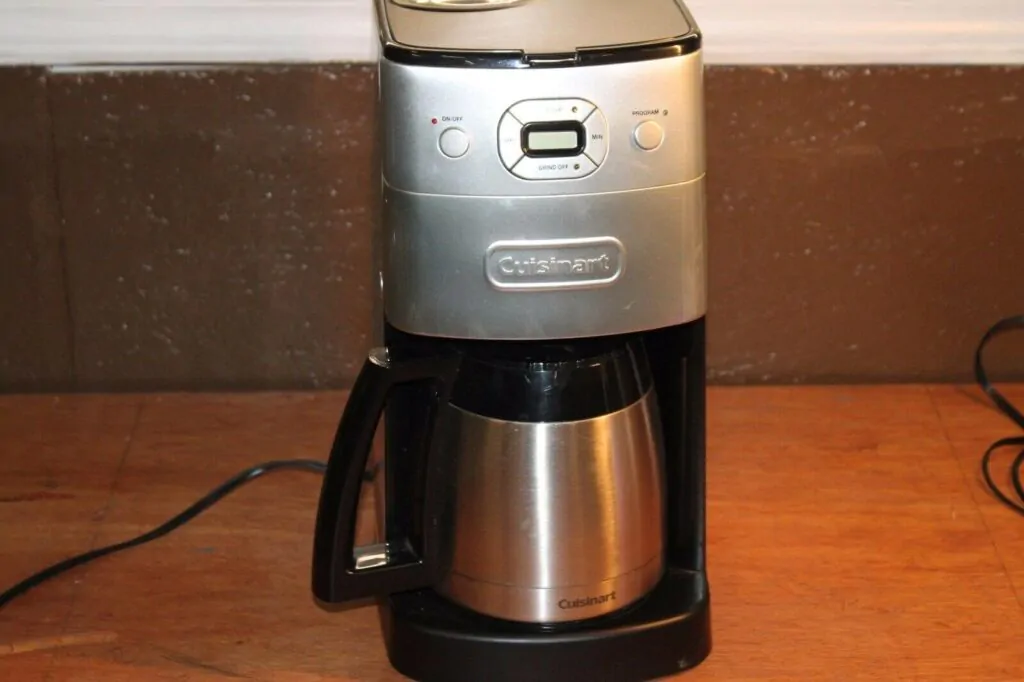 Cuisinart coffee maker on wooden table