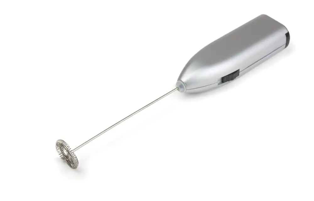 an electric, silver, milk frother