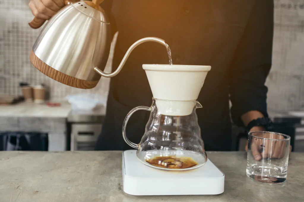 pour over coffee maker with a glass