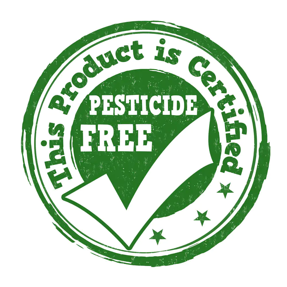 No pesticides stamp or sticker