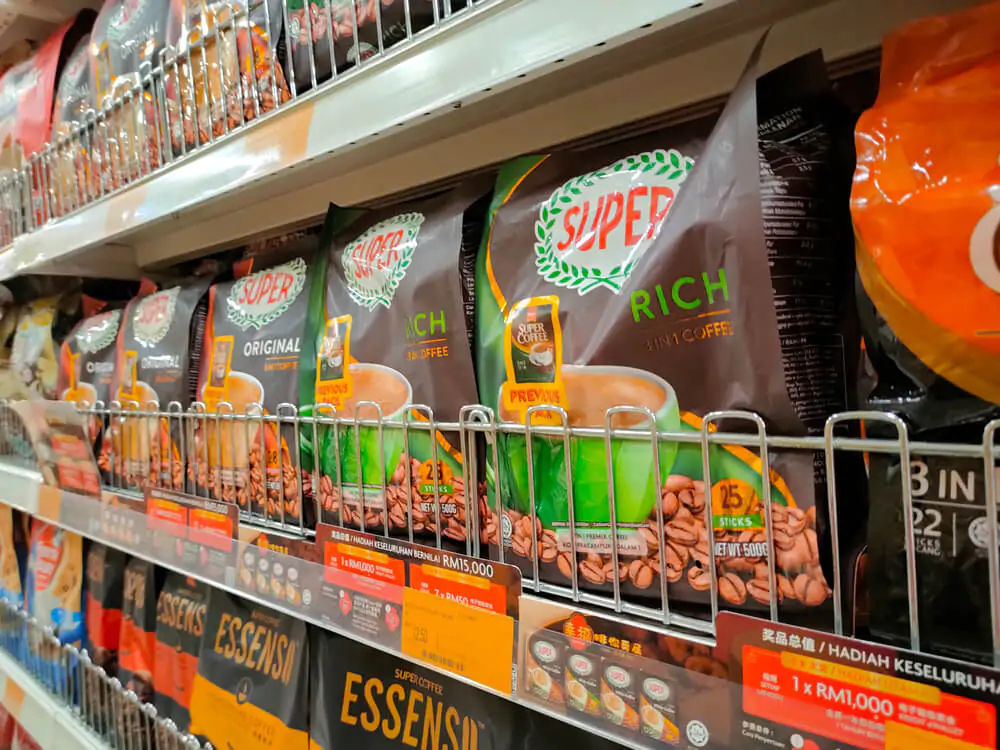 3 in 1 suuper coffee packed and displayed for sale inside the supermarket - What is super coffee