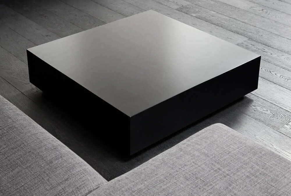 Black square coffee-table, modern interior - How big should a coffee table be