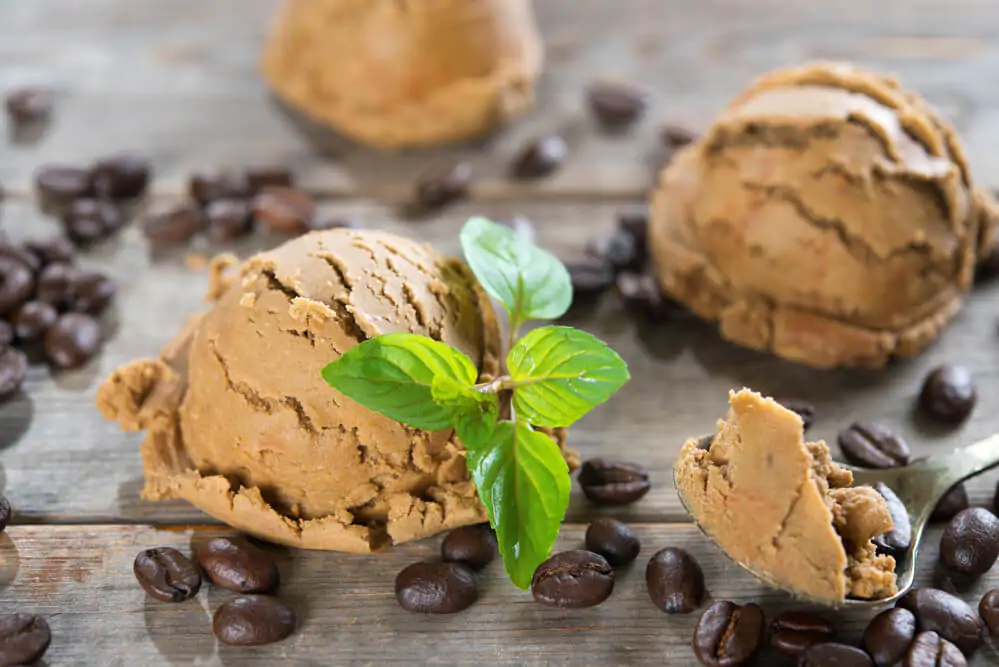 decaf coffee ice cream and coffee beans