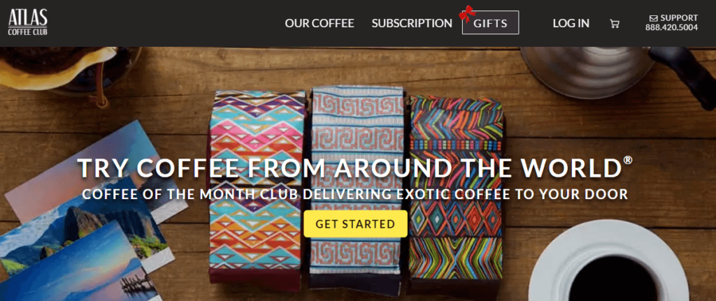 Atlas Coffee Club website front page