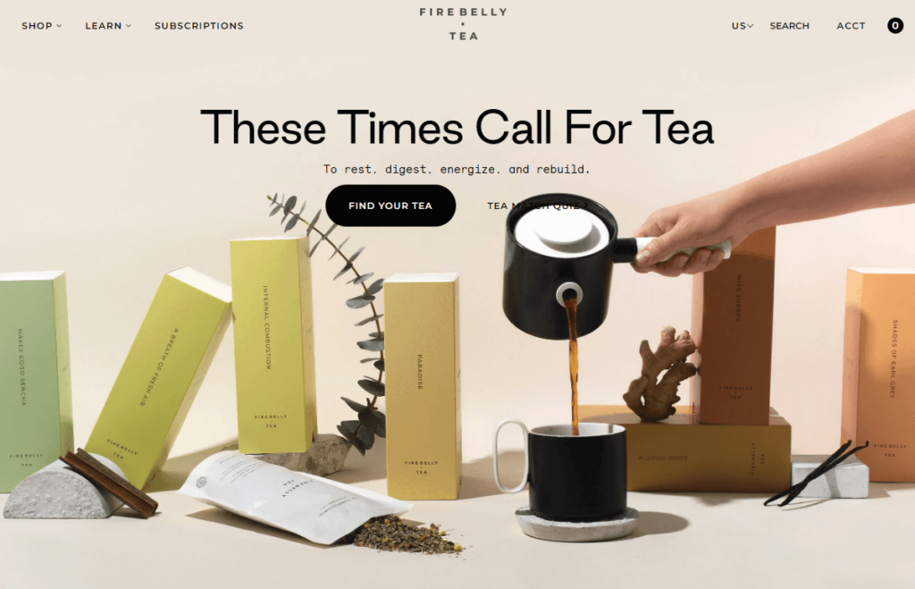 firebelly tea website front page - firebelly tea review