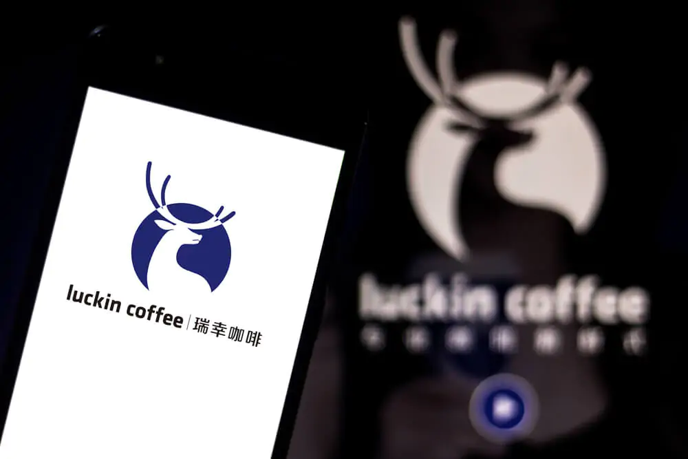luckin coffee logo on a smartphone