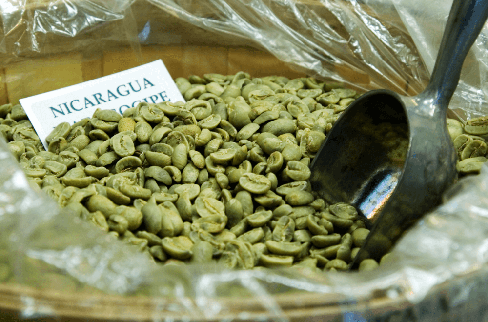 Nicaragua coffee beans in a plastic bag