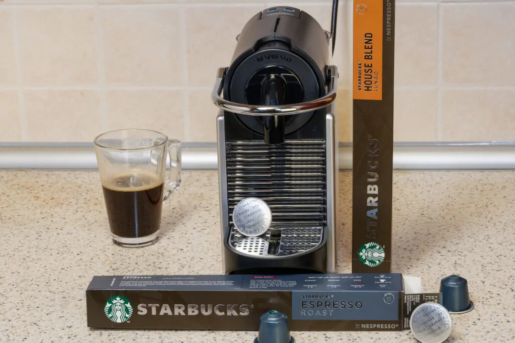 Automatic Nespresso machine used to create espresso with aluminum capsules