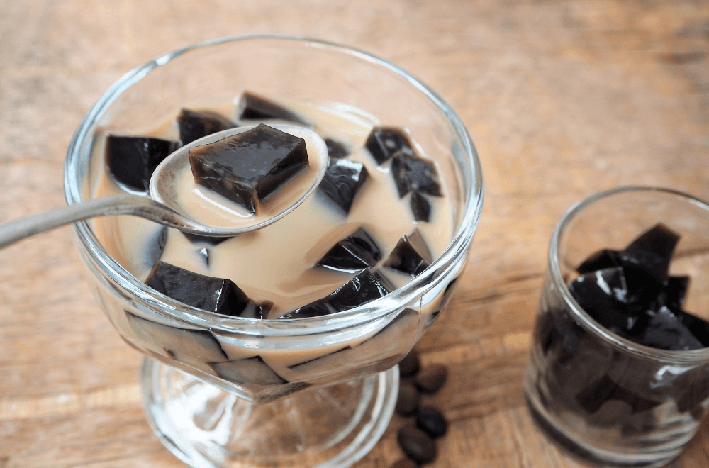 A glass of coffee jelly
