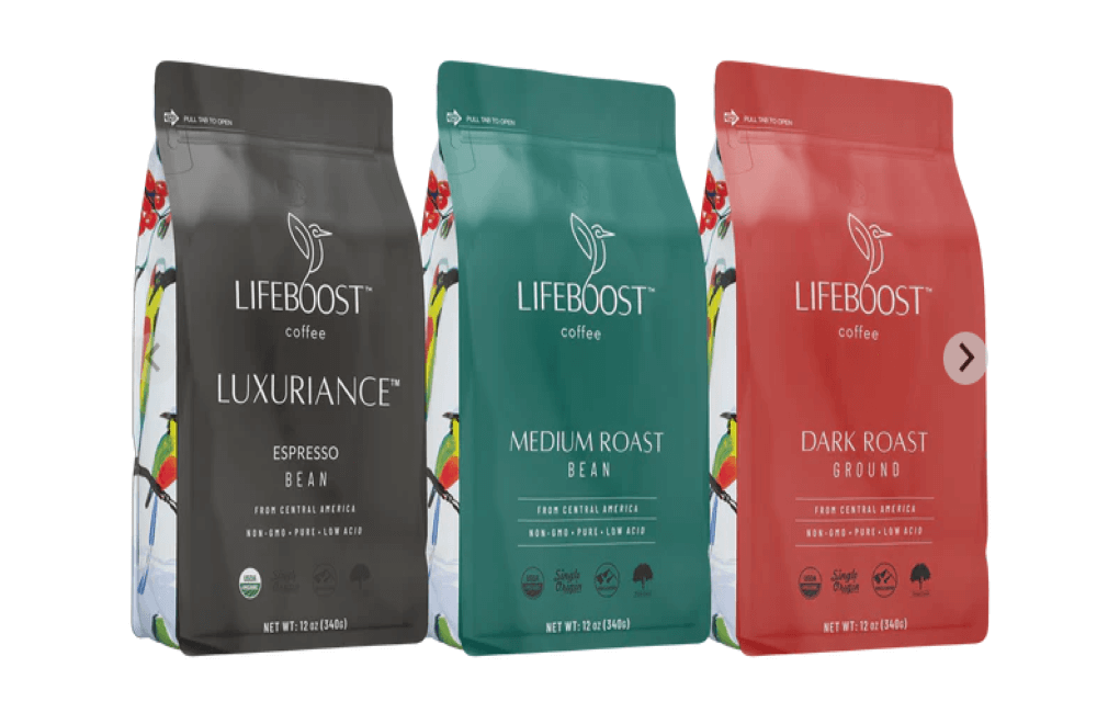 Lifeboost coffee with different flavors