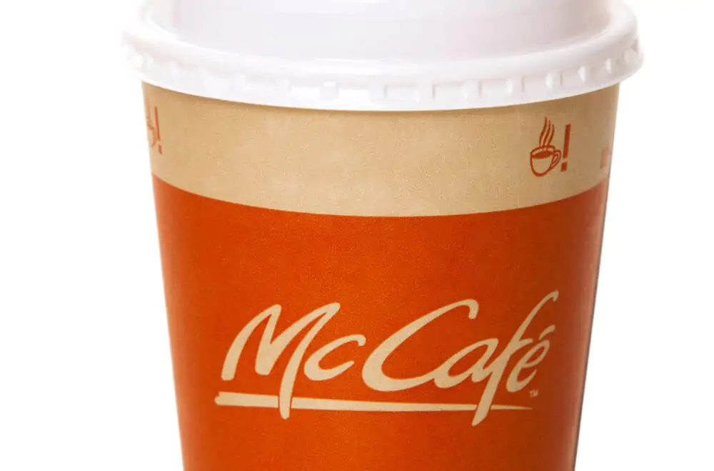McCafe paper disposable cup on white background