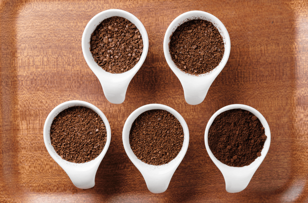 Five levels of coffee ground