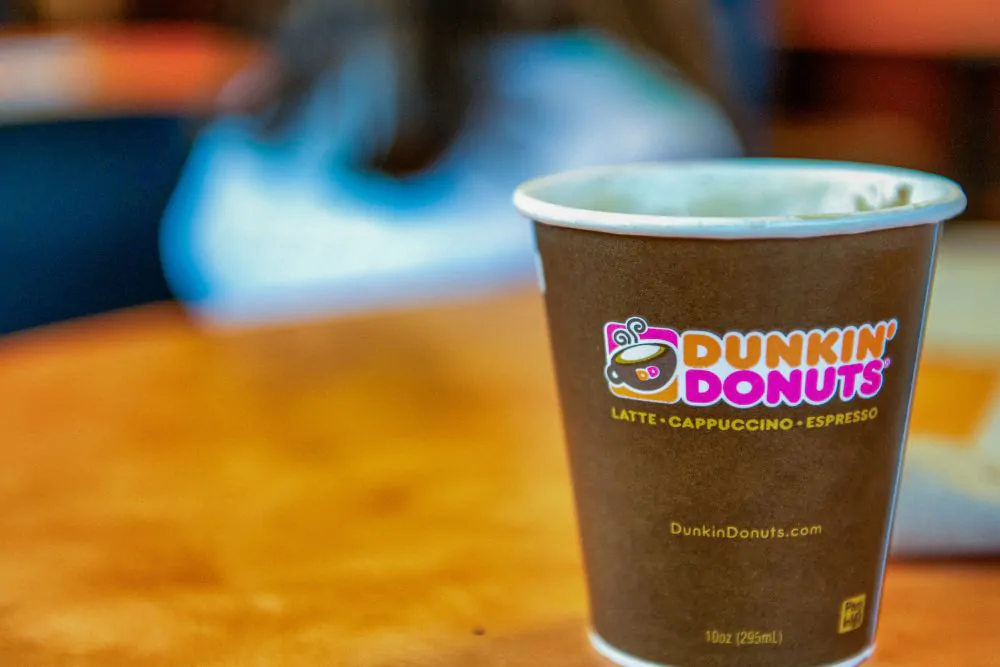 cup of coffee at Dunkin Donuts