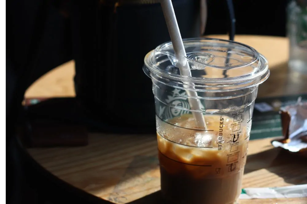 Ice coffee in Starbucks clear plastic cup