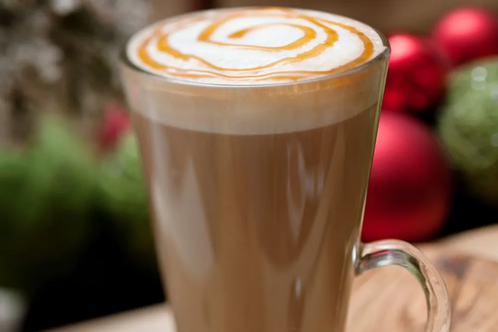 Christmas latte topped with caramel