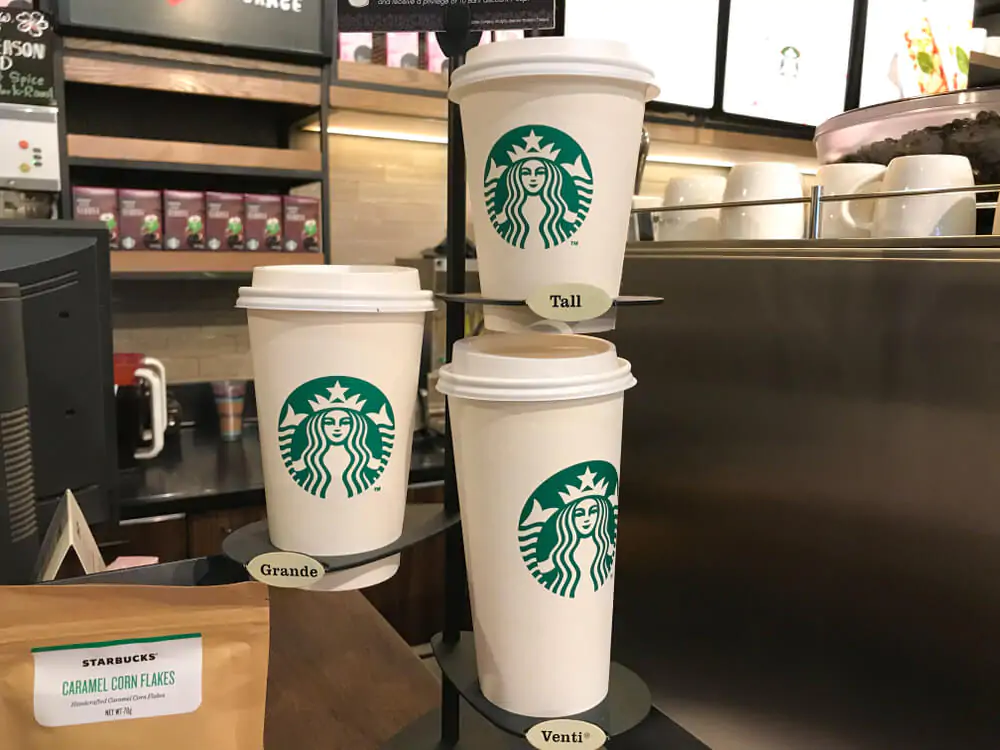 Starbucks cup sizes