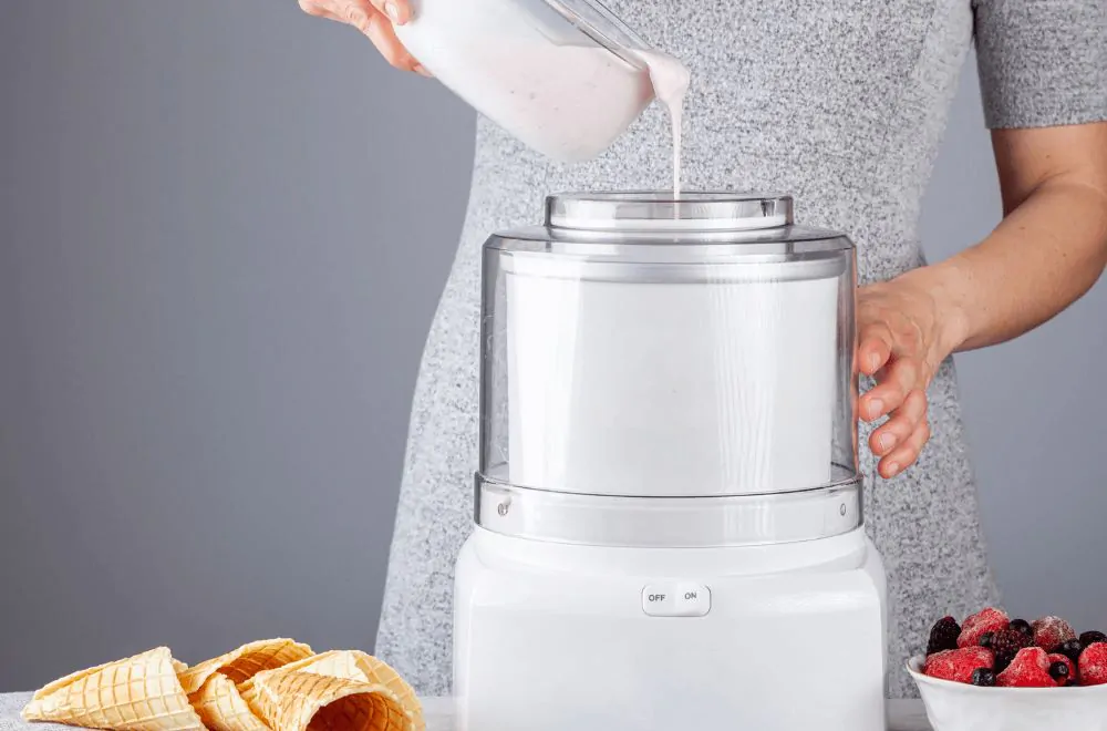 Woman pouring into ice cream maker