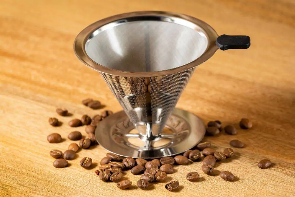 Reusable metal cone slow drip coffee filter