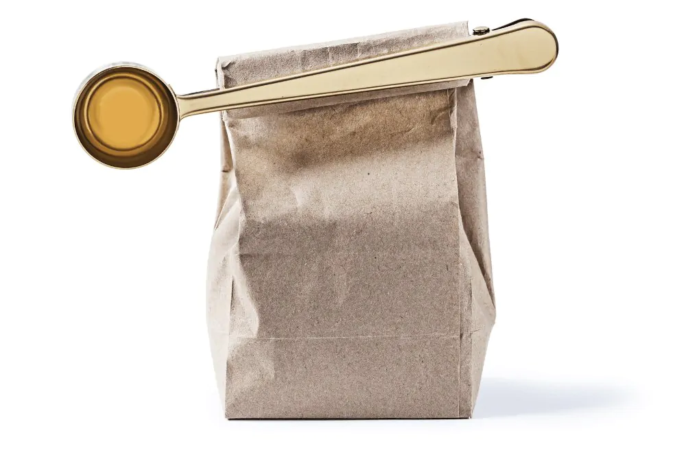 Coffee scoops clip in a bag