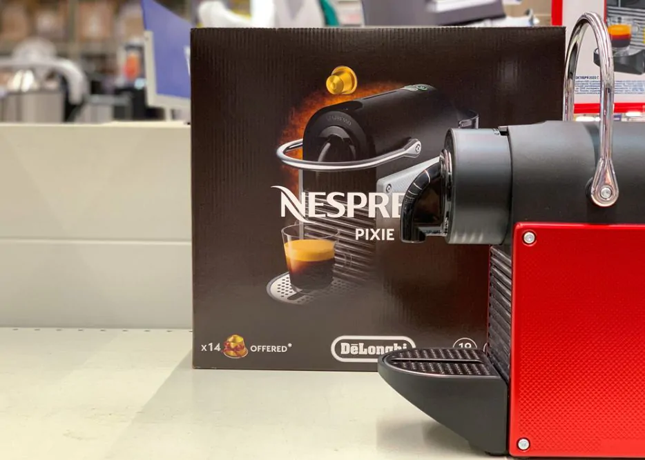Coffee Machine Nespresso Pixie on Display at a METRO Cash and Carry Store in Moscow, Russia