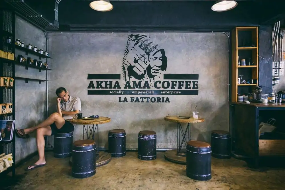  Illustrative editorial of Akha Ama coffeeshop at Chiang Mai, Thailand